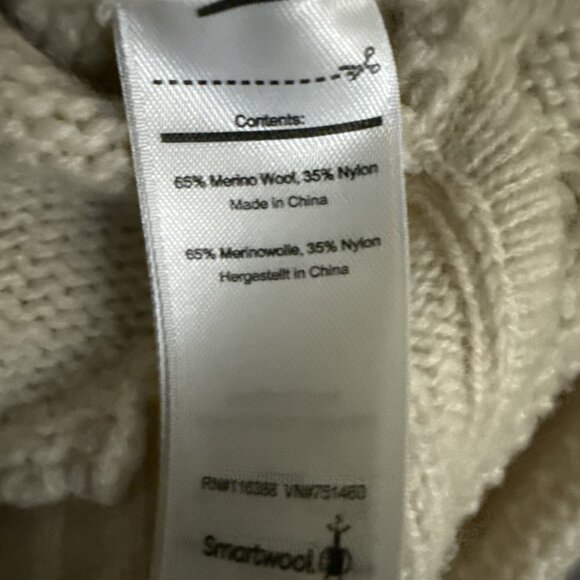 Smartwool Sweater Women's MEDIUM Cream Merino Wool High Cowl Neck - Picture 3 of 12